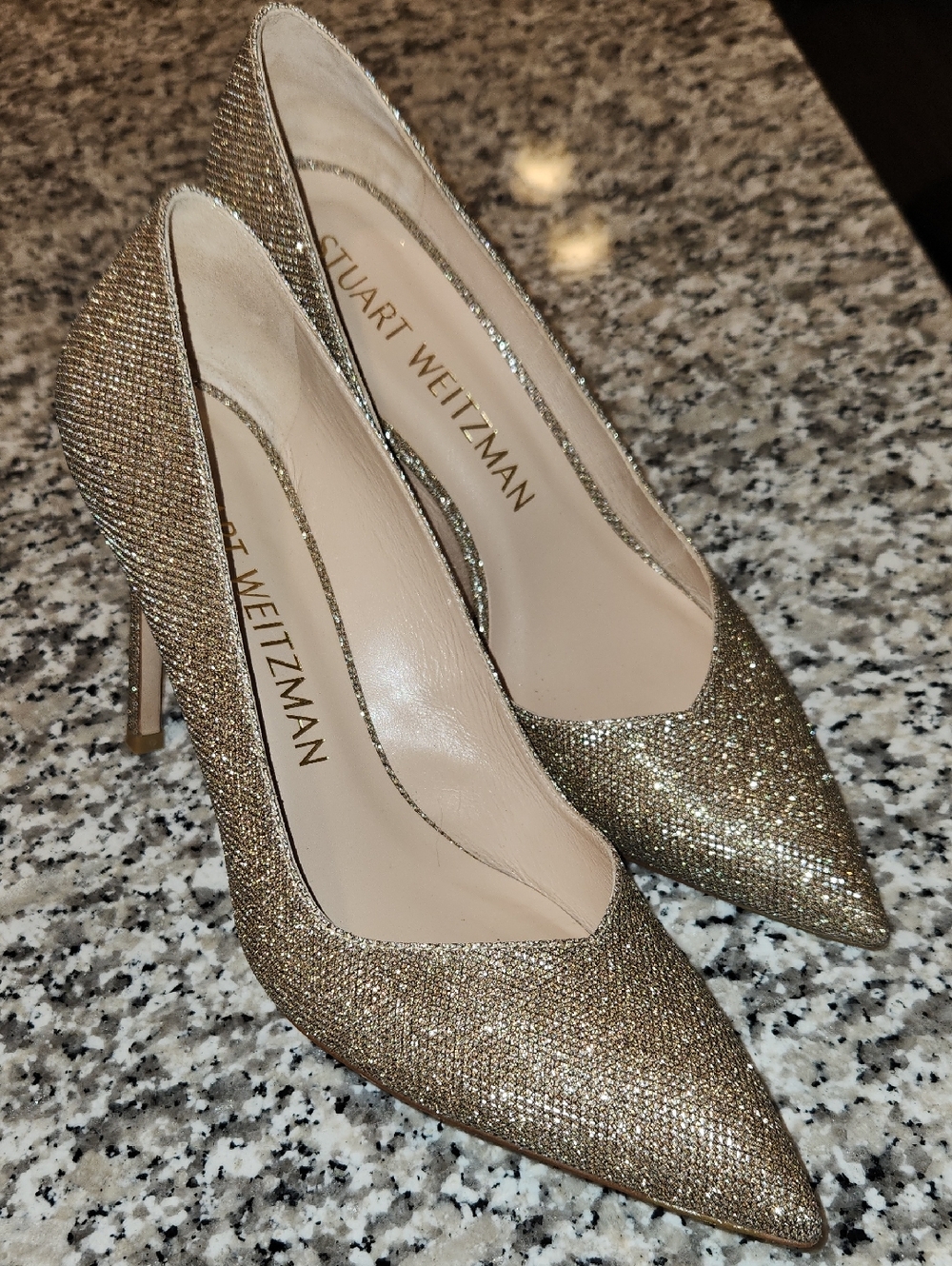Stuart Weitzman Anny Gold Heels 10.5